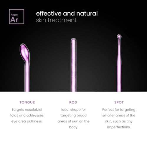 NuDerma Professional Skin Therapy Wand Portable with 6 Neon and Argon Electrodes
