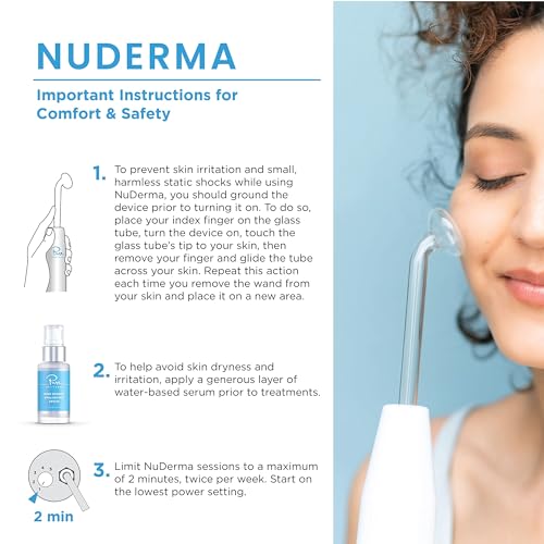 NuDerma Professional Skin Therapy Wand Portable with 6 Neon and Argon Electrodes