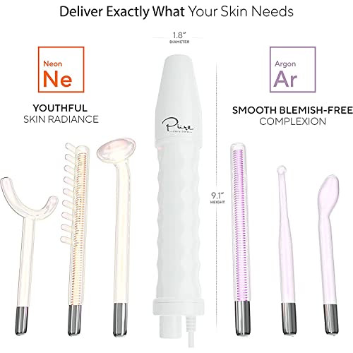 NuDerma Professional Skin Therapy Wand Portable with 6 Neon and Argon Electrodes