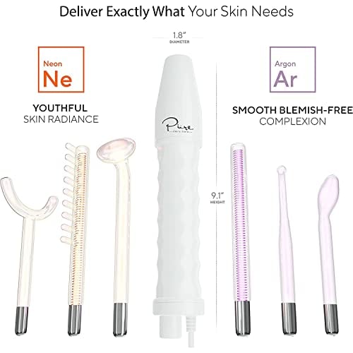 NuDerma Professional Skin Therapy Wand Portable with 6 Neon and Argon Electrodes
