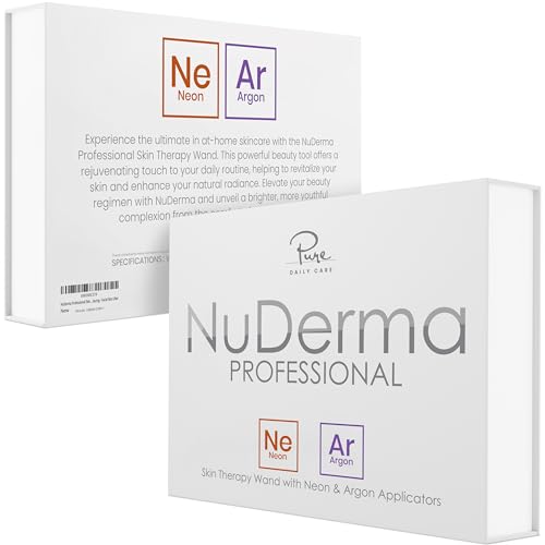 NuDerma Professional Skin Therapy Wand Portable with 6 Neon and Argon Electrodes