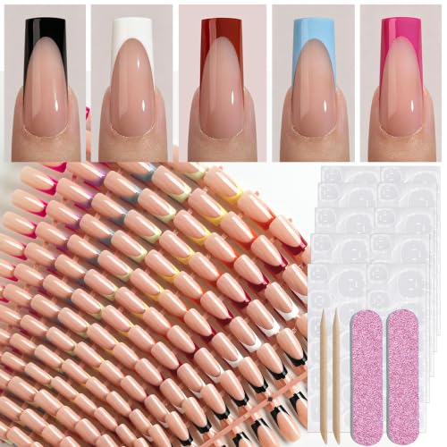 270Pcs French Tip Press On Nails Medium Square Fake Nails 9 Color