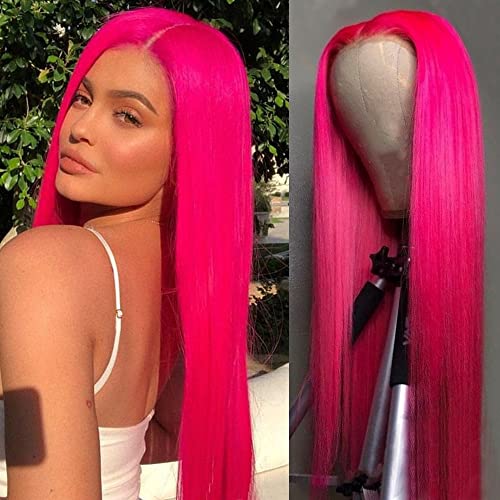 Hot Pink Lace Front Wig 24 Inch
