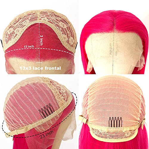Hot Pink Lace Front Wig 24 Inch