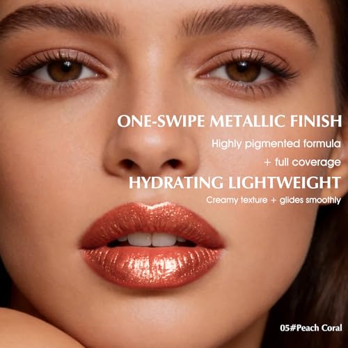Peach Coral Metallic Lipstick for Women