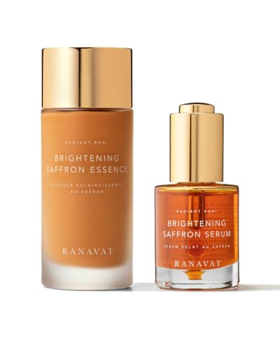 RANAVAT Brightening Saffron Face Serum & Facial Essence - Discoloration Correcting Serum & Hydrating Milk Toner for Dark Spots and Hyperpigmentation - Vitamin C Al
