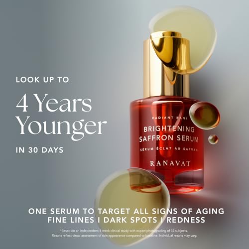 RANAVAT Brightening Saffron Serum - Vitamin C Alternative for Hyperpigmentation & Uneven Skin Tone - Leaves Skin with a Healthy Glow (0.17 oz)