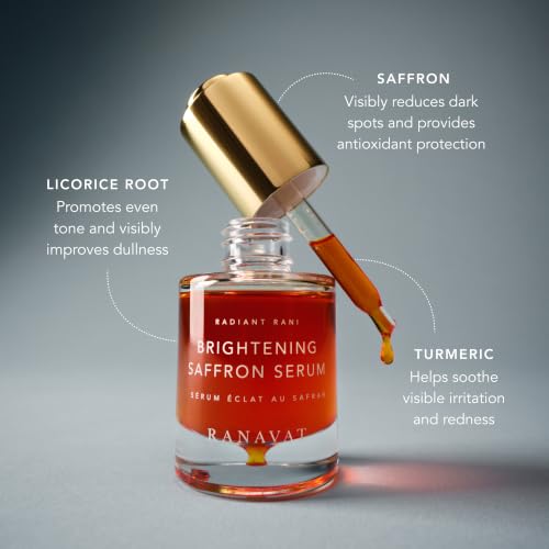RANAVAT Brightening Saffron Serum - Vitamin C Alternative for Hyperpigmentation & Uneven Skin Tone - Leaves Skin with a Healthy Glow (0.17 oz)