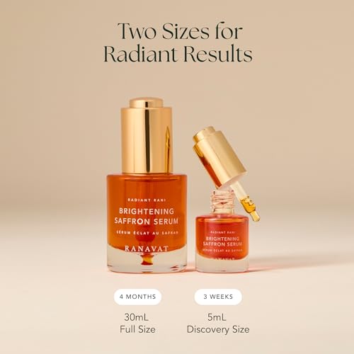 RANAVAT Brightening Saffron Serum - Vitamin C Alternative for Hyperpigmentation & Uneven Skin Tone - Leaves Skin with a Healthy Glow (0.17 oz)