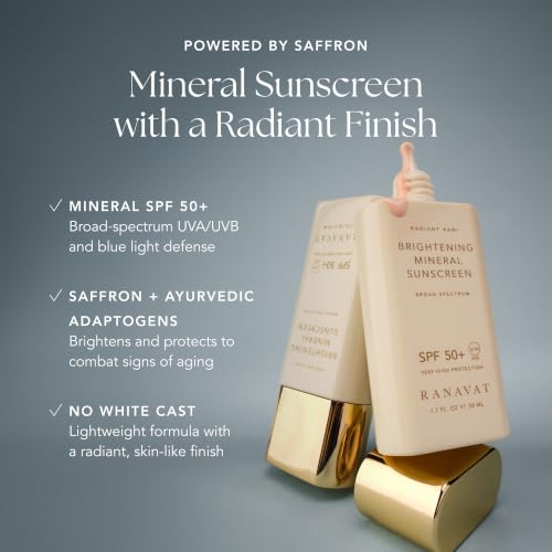 RANAVAT Jumbo Mineral Face Sunscreen - Broad-Spectrum SPF 50 Mineral Sunscreen with Zero White Cast - Boosts Radiance & Helps Protect Against Signs of Aging - Safe
