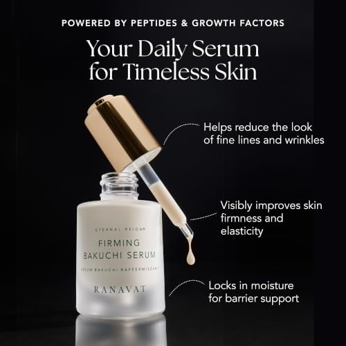 RANAVAT Mini Firming Bakuchi Serum - Daily Bakuchiol Serum with Peptides & Ceramides - Retinol Alternative Face Serum to Smooth Fine Lines + Support Skin Barrier -