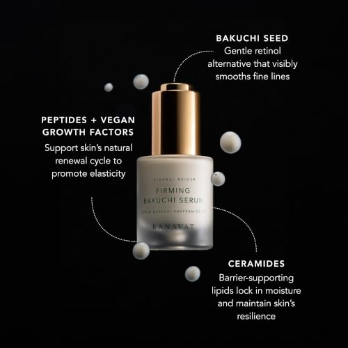 RANAVAT Mini Firming Bakuchi Serum - Daily Bakuchiol Serum with Peptides & Ceramides - Retinol Alternative Face Serum to Smooth Fine Lines + Support Skin Barrier -