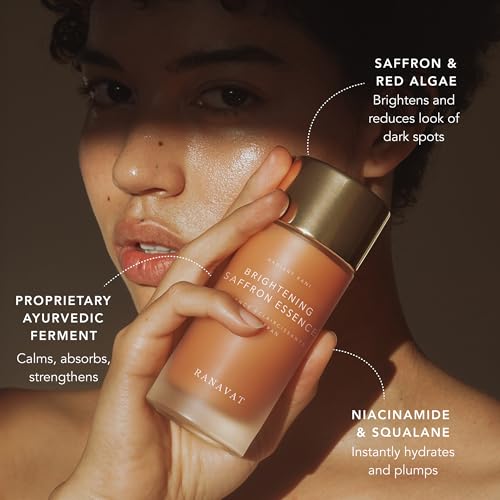 RANAVAT Mini Radiant Rani Brightening Saffron Facial Essence - Hydrating Milk Toner with Niacinamide & Squalane to Moisturize & Calm Skin - Helps Visibly Balance S