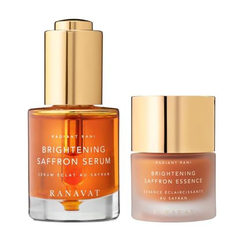 RANAVAT Radiant Ritual Saffron Duo - Brightening Saffron Serum & Mini Brightening Saffron Essence - Hydrating Glow Treatment for Uneven Tone & Luminous Skin