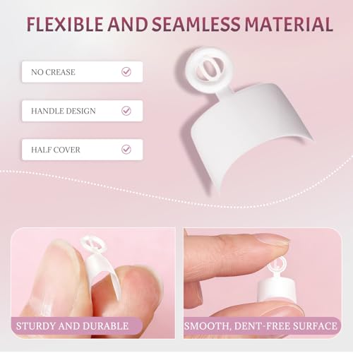 White Short French Style False Nails Half Cover Tips