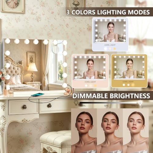 Hollywood Vanity Mirror with Lights 23 x 18 15 Dimmable Bulbs