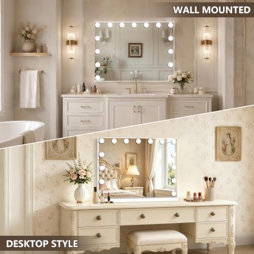 Hollywood Vanity Mirror with Lights 23 x 18 15 Dimmable Bulbs