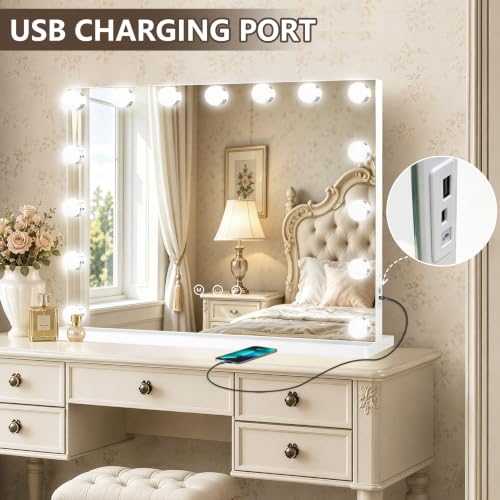 Hollywood Vanity Mirror with Lights 23 x 18 15 Dimmable Bulbs