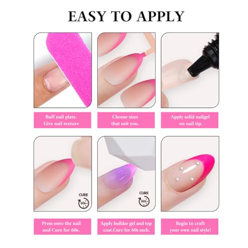 Polka Dot Press on Nails Medium Almond Nails Press on with Pink Blue Ombre Design Glossy F
