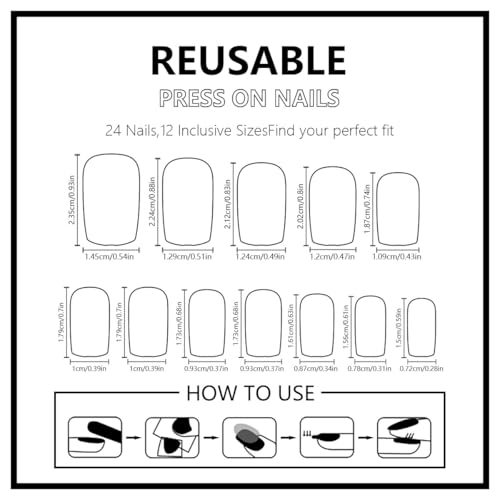 Summer Press on Nails Medium Oval Fake Nails Beach Glue on Nail with Designs Star | Polka