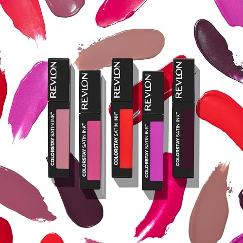 ColorStay Satin Ink Crown Jewels Liquid Lipstick, Longlasting & Waterproof Lipcolor, Moisturizing Creamy Formula Infused with Black Currant Seed Oil, 035 Reigning Red, 0.17