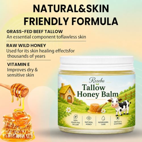 Tallow and Honey Balm, Beef Tallow for Skin, Tallow Face Moisturizer
