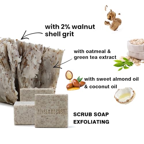 Mens Bar Soap Bath Bar Soap 3Pack Handmade Natural Soap Bar Set Cleansing Bar Moisturizing&Exfoliating Scrub Soap Gift Set for Men | Leather, Sandalwood, Teakwood |
