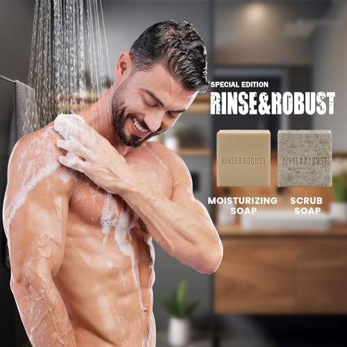 Mens Bar Soap Bath Bar Soap 3Pack Handmade Natural Soap Bar Set Cleansing Bar Moisturizing&Exfoliating Scrub Soap Gift Set for Men | Leather, Sandalwood, Teakwood |