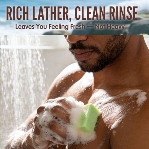 Men’s Natural Bar Soap for Men – Fresh & Clean Scent Variety Set (6-Pack, 5.3 oz Each) – Not Overpowering – Gentle Soap Bars for Face, Body & Hand – All Skin Types –