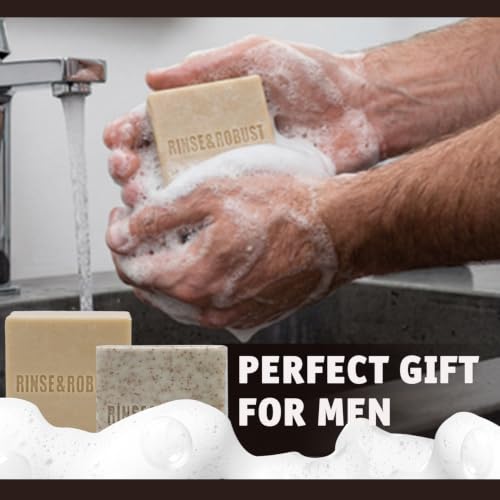 Mens Soap Bar Set 6Pcs Natural Handmade Cleansing Bar Soap Set Moisturizing Exfoliating Sc