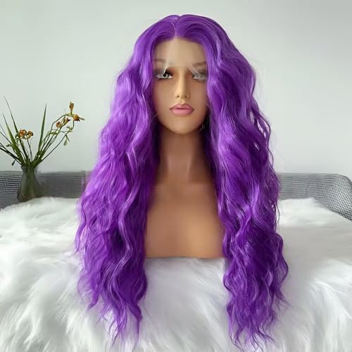 Loose Curly Purple Lace Front Wig