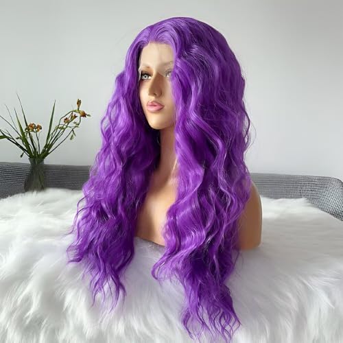 Loose Curly Purple Lace Front Wig