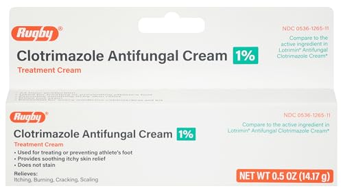 Rugby Clotrimazole Antifungal Cream 1% - Treatment Cream - Helps Provide Soothing Itchy Sk