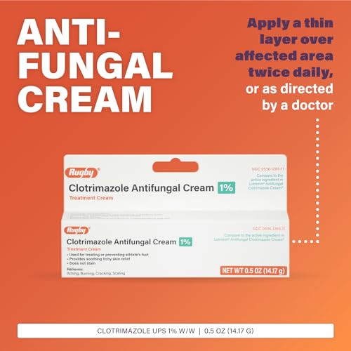 Rugby Clotrimazole Antifungal Cream 1% - Treatment Cream - Helps Provide Soothing Itchy Sk