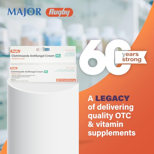 Rugby Clotrimazole Antifungal Cream 1% - Treatment Cream - Helps Provide Soothing Itchy Sk