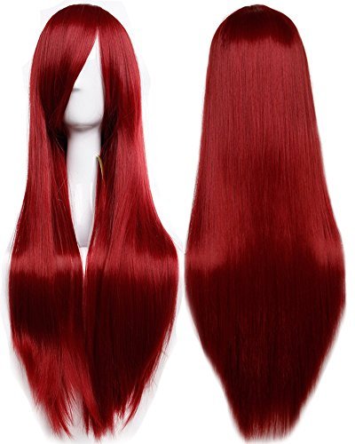 Wine Red Long Straight Cosplay Wig