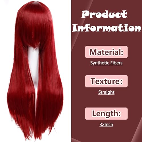 Wine Red Long Straight Cosplay Wig