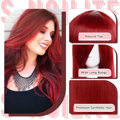 Wine Red Long Straight Cosplay Wig