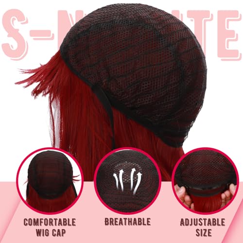 Wine Red Long Straight Cosplay Wig
