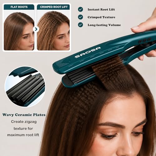 Hair Crimper Ceramic Crimping Iron for Root Volume 80s Stylish