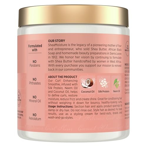 Curl Enhancing Smoothie Hair Cream for Thick, Curly Hair Coconut and Hibiscus Sulfate Free and Paraben Free Curl Cream 20 oz