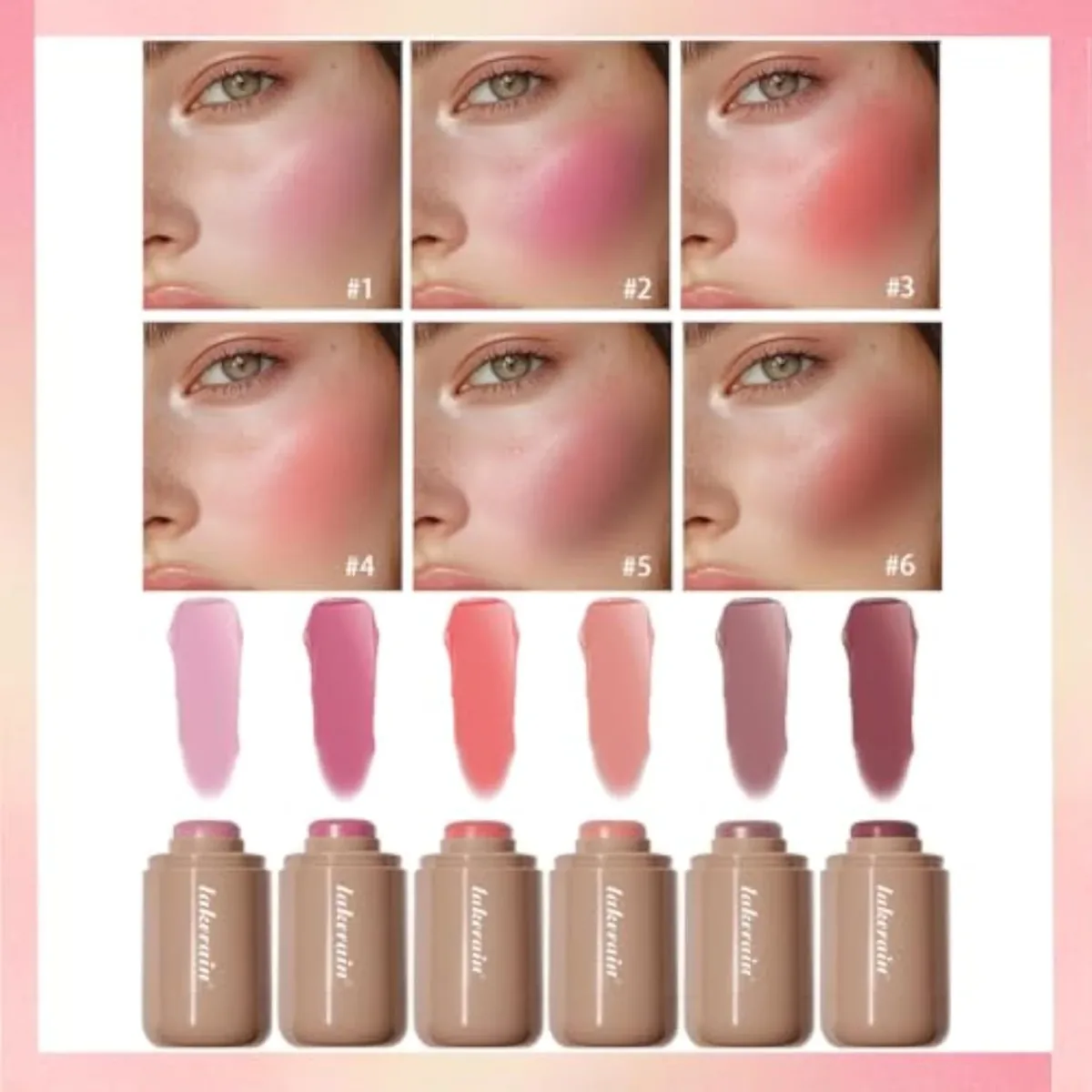 Cream Blush stick, Natural-Looking Matte Finish Makeup Blush stick, Hydrating Long Lasting Lightweight Blendable Blush for cheeks (#5 Soft Mauve, 1 PC)