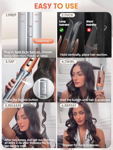 Automatic Curling Iron 1.25 Inch 3 Temperatures 2-Way Rotation