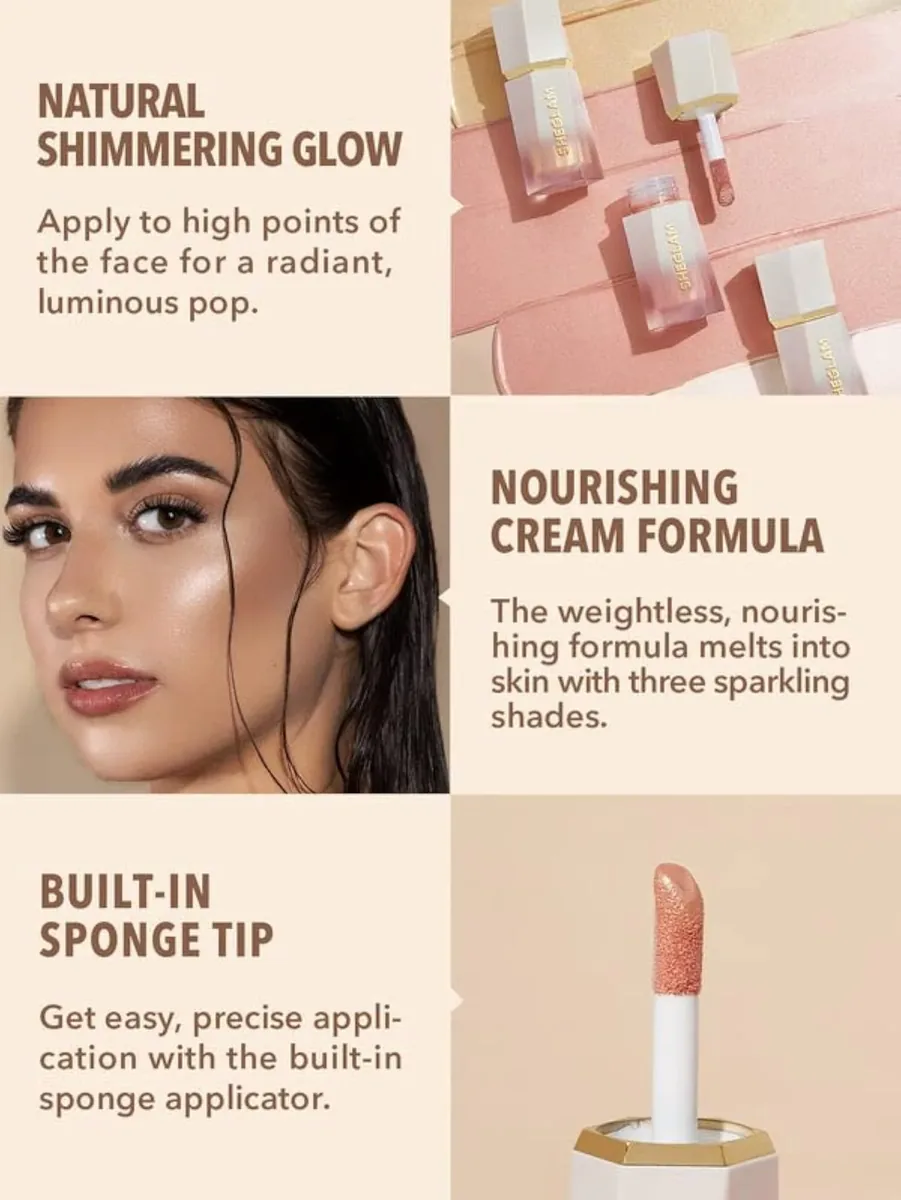 Glow Bloom Liquid Waterproof Highlighter Long Lasting Cream Highlighter with Shimmer Dewy Finish - Vanilla Frost