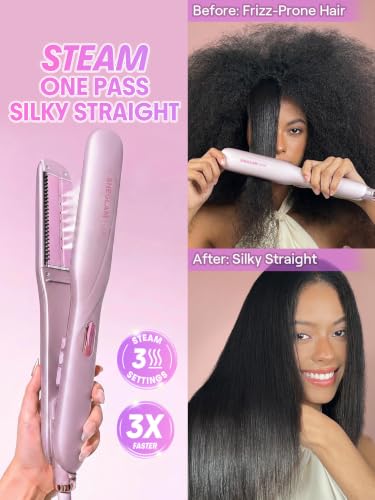 Steam Flat Iron Hair Straightener 1.5 Inch Ceramic with Combs
