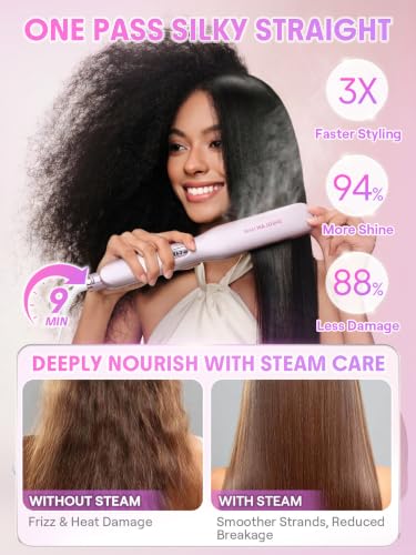 Steam Flat Iron Hair Straightener 1.5 Inch Ceramic with Combs