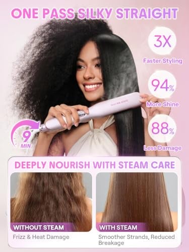 Steam Flat Iron Hair Straightener 1.5 Inch Ceramic with Combs
