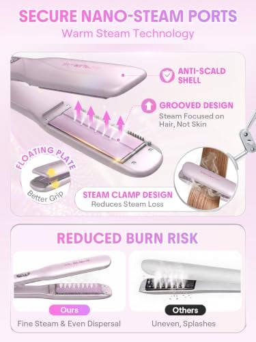 Steam Flat Iron Hair Straightener 1.5 Inch Ceramic with Combs