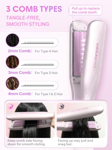 Steam Flat Iron Hair Straightener 1.5 Inch Ceramic with Combs
