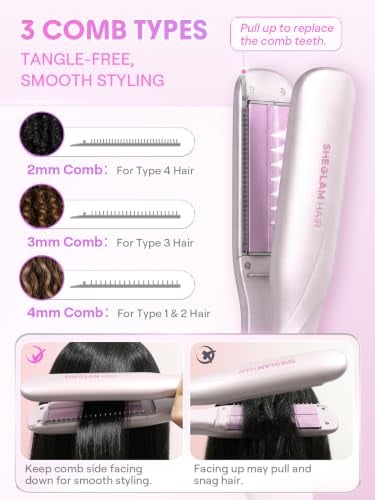 Steam Flat Iron Hair Straightener 1.5 Inch Ceramic with Combs